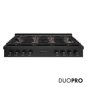 ZLINE 48 in. Paramount Gas Rangetop with 8 Burner DuoPro™ Cooktop in Black Stainless Steel (PSRTB-48)