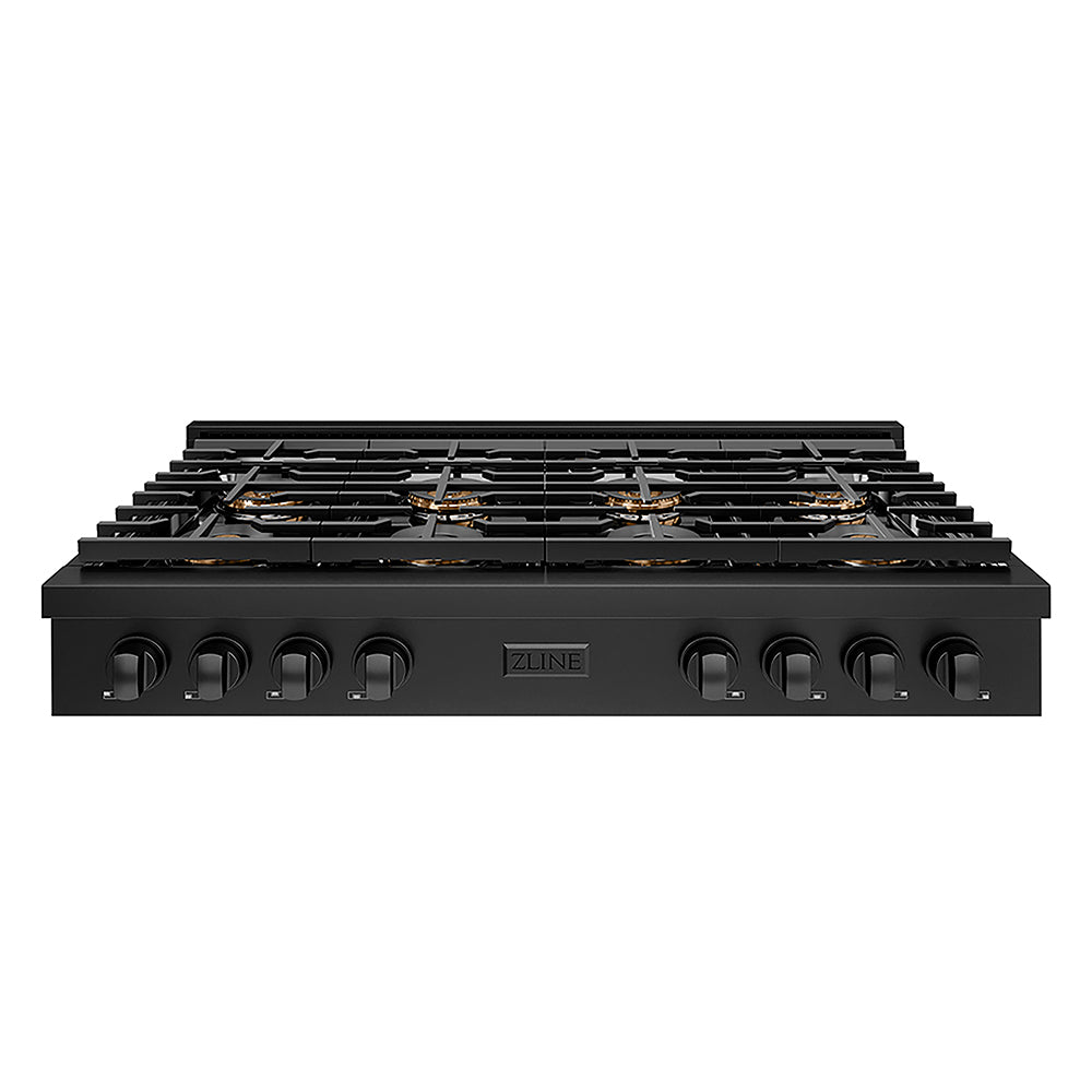ZLINE 48 in. Paramount Gas Rangetop with 8 Burner DuoPro™ Cooktop in Black Stainless Steel (PSRTB-48)