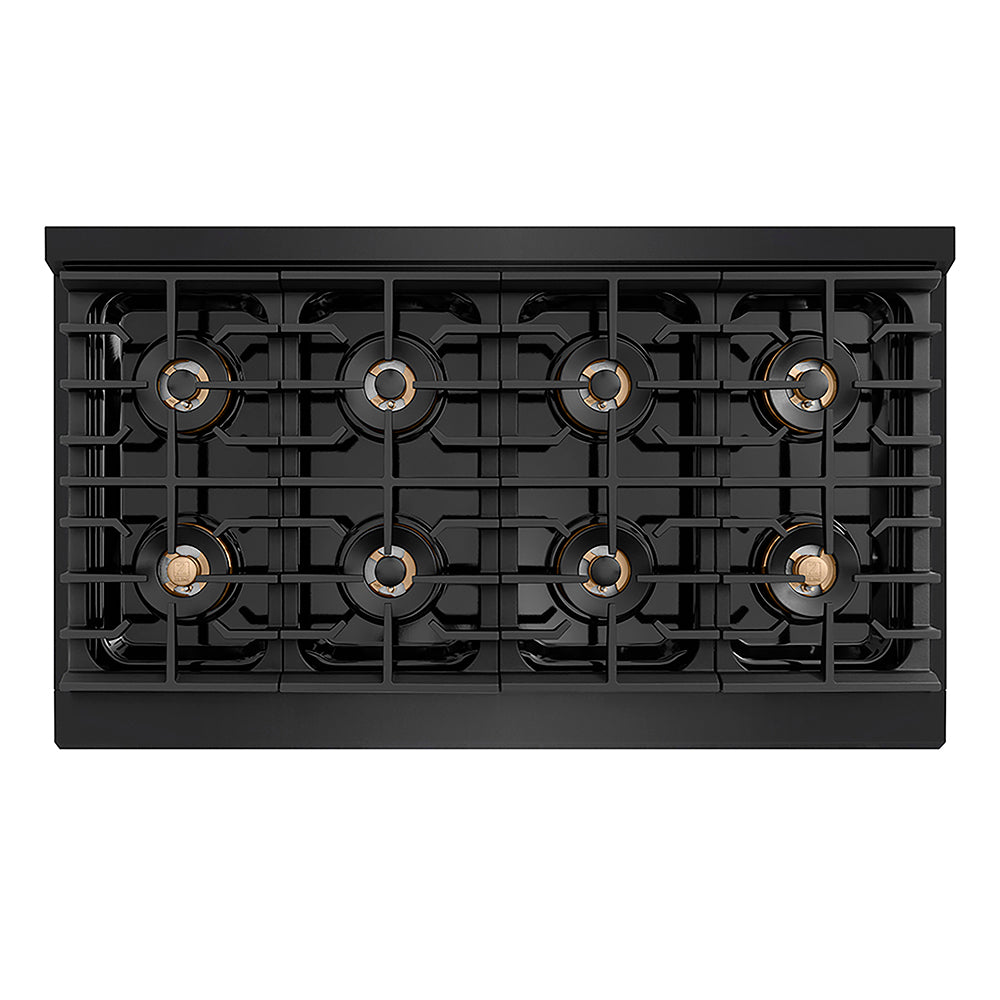 ZLINE Autograph Edition 48 in. Paramount Gas Rangetop with 8 Burner DuoPro™ Cooktop in Black Stainless Steel and Champagne Bronze Accents (PSRTBZ-48-CB)