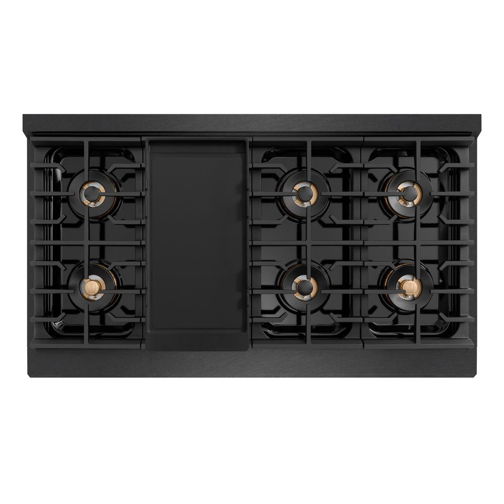 ZLINE 48 in. 6.7 cu. ft. Paramount Dual Fuel Range with 8 Burner DuoPro™ Cooktop and Dual Ovens in Black Satin Stainless Steel (PSDRBS-48)