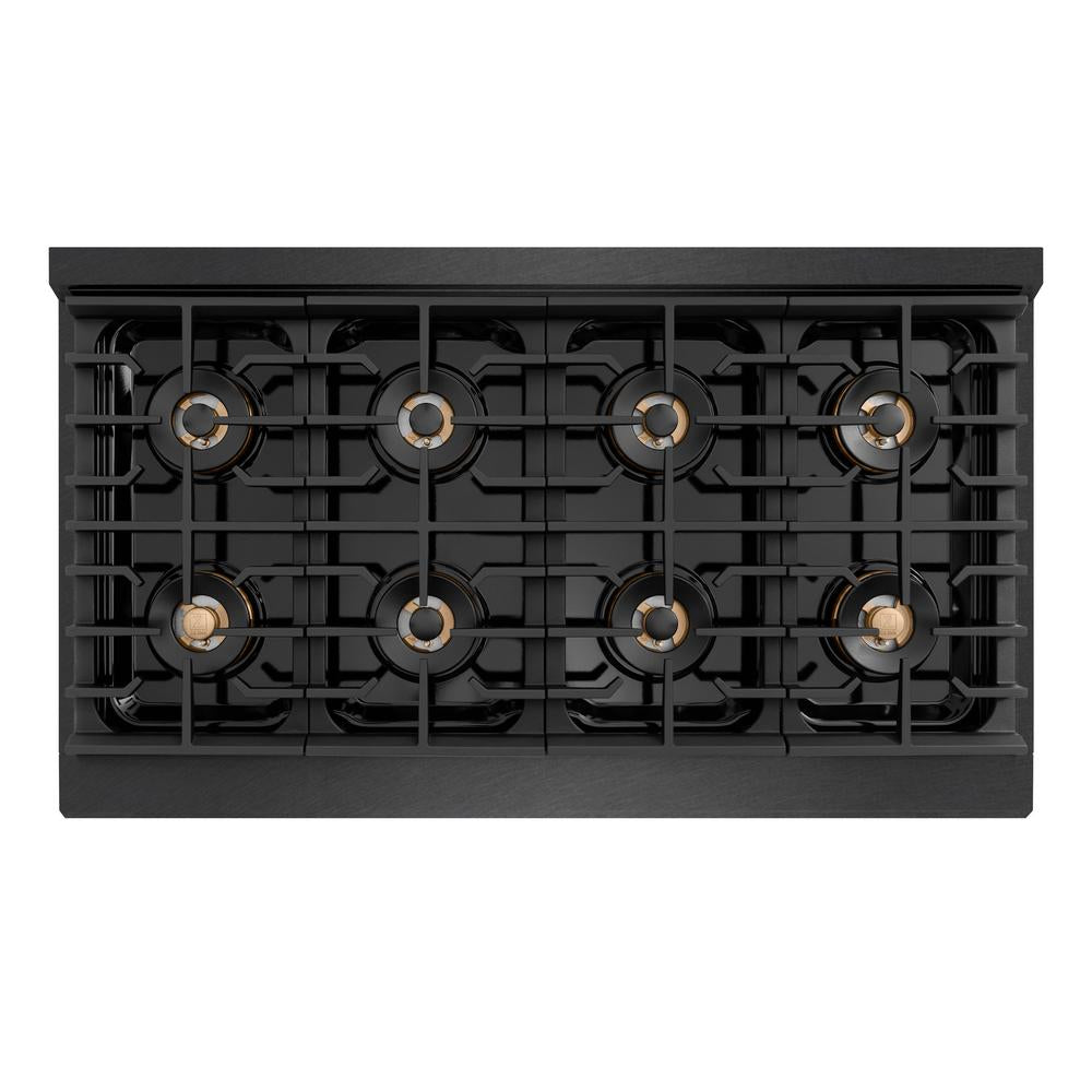 ZLINE 48 in. 6.7 cu. ft. Paramount Dual Fuel Range with 8 Burner DuoPro™ Cooktop and Dual Ovens in Black Satin Stainless Steel (PSDRBS-48)