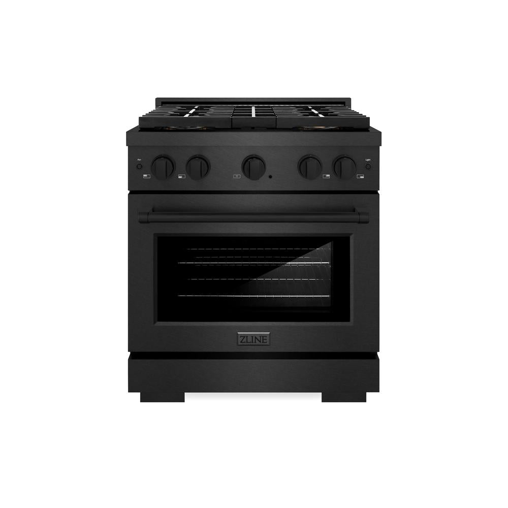 ZLINE 30 in. 4.2 cu. ft. Paramount Dual Fuel Range with 4 Burner DuoPro™ Cooktop and Electric Convection Oven in Black Satin Stainless Steel (PSDRBS-30)