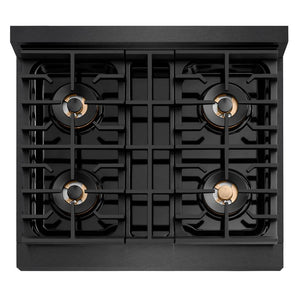 ZLINE 30 in. 4.2 cu. ft. Paramount Dual Fuel Range with 4 Burner DuoPro™ Cooktop and Electric Convection Oven in Black Satin Stainless Steel (PSDRBS-30)