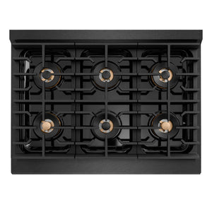 ZLINE 36 in. 5.2 cu. ft. Paramount Dual Fuel Range with 6 Burner DuoPro™ Cooktop and Electric Convection Oven in Black Satin Stainless Steel (PSDRBS-36)