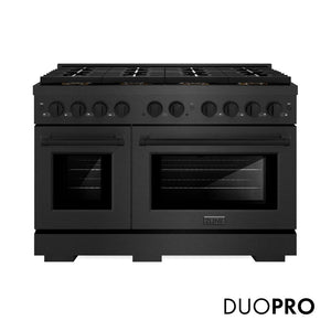ZLINE 48 in. 6.7 cu. ft. Paramount Dual Fuel Range with 8 Burner DuoPro™ Cooktop and Dual Ovens in Black Satin Stainless Steel (PSDRBS-48)