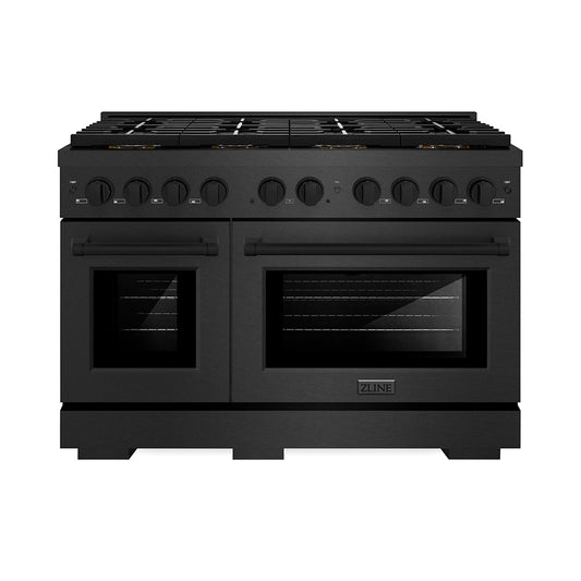 ZLINE 48 in. 6.7 cu. ft. Paramount Dual Fuel Range with 8 Burner DuoPro™ Cooktop and Dual Ovens in Black Satin Stainless Steel (PSDRBS-48)