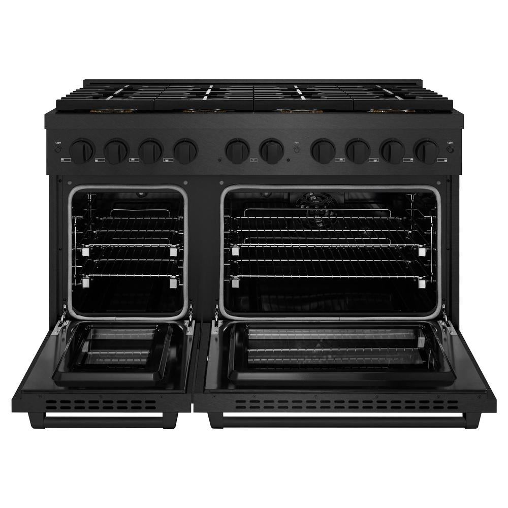 ZLINE 48 in. 6.7 cu. ft. Paramount Dual Fuel Range with 8 Burner DuoPro™ Cooktop and Dual Ovens in Black Satin Stainless Steel (PSDRBS-48)