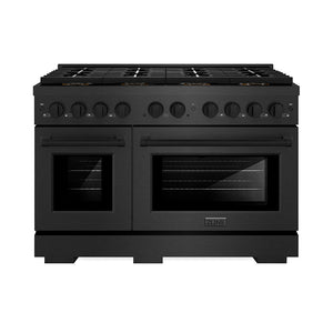 ZLINE 48 in. 6.7 cu. ft. Paramount Gas Range with 8 Burner DuoPro™ Cooktop and Dual Ovens in Black Satin Stainless Steel (PSGRBS-48)