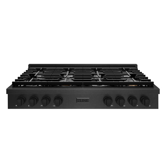 ZLINE 48 in. Paramount Gas Rangetop with 8 Burners and Porcelain Cooktop in Black Satin Stainless Steel (SRTBS-48)