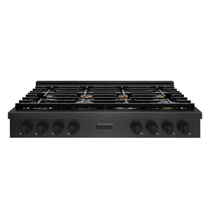 ZLINE 48 in. Paramount Gas Rangetop with 8 Brass Burners and Porcelain Cooktop in Black Satin Stainless Steel (SRTBS-BR-48)