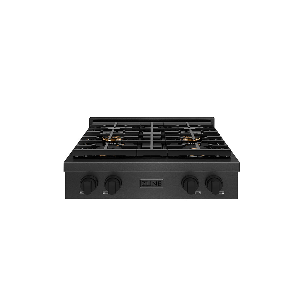 ZLINE 30 in. Paramount Gas Rangetop with 4 Burner DuoPro™ Cooktop in Black Satin Stainless Steel (PSRTBS-30)
