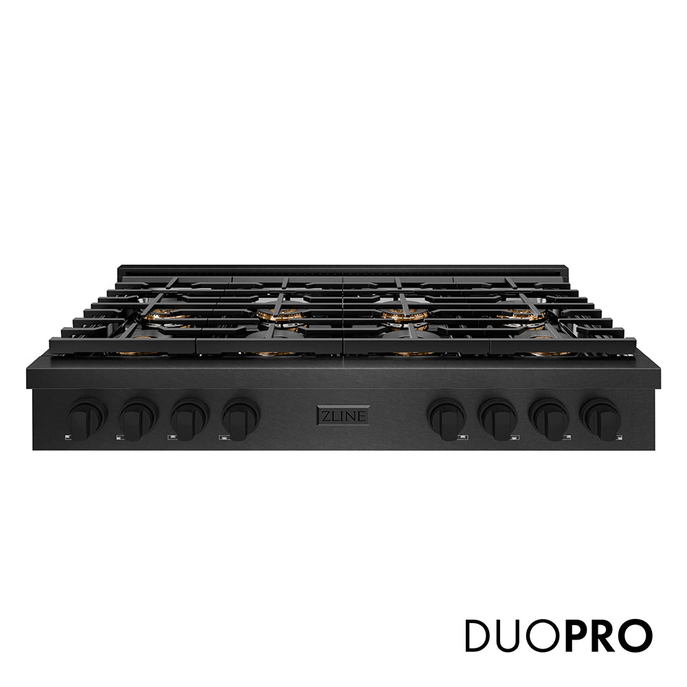 ZLINE 48 in. Paramount Gas Rangetop with 8 Burner DuoPro™ Cooktop in Black Satin Stainless Steel (PSRTBS-48)