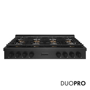 ZLINE 48 in. Paramount Gas Rangetop with 8 Burner DuoPro™ Cooktop in Black Satin Stainless Steel (PSRTBS-48)