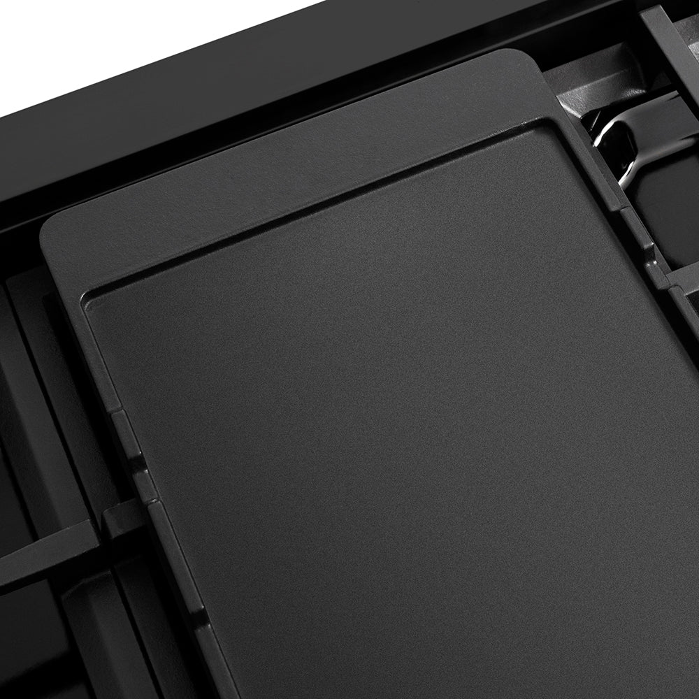 ZLINE Autograph Edition 48 in. 6.7 cu. ft. Paramount Dual Fuel Range with 8 Burner DuoPro™ Cooktop and Dual Ovens in Black Stainless Steel with Polished Gold Helix Handles and Accents (PSDRBZ-48-KG)