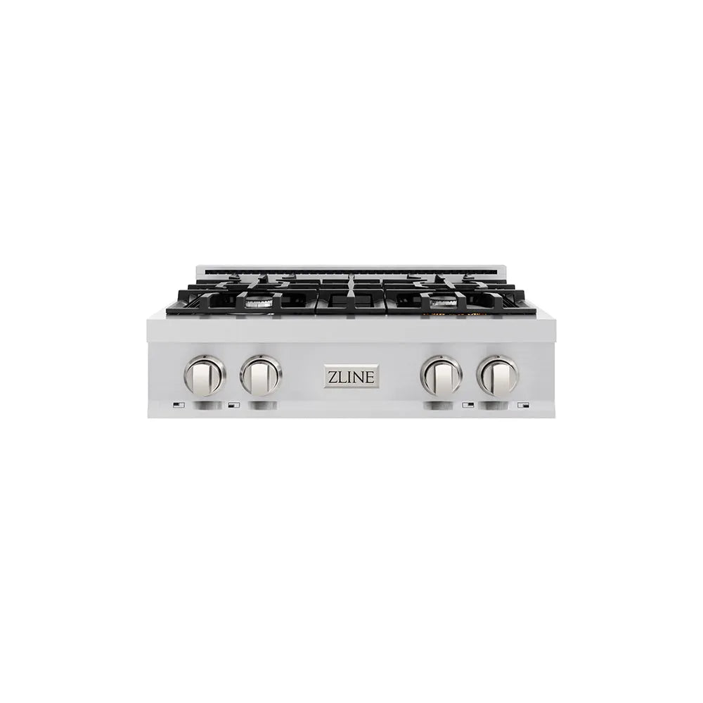 ZLINE 30 in. Classic Gas Rangetop with 4 Burners and Porcelain Cooktop in Stainless Steel (RT30) main image.