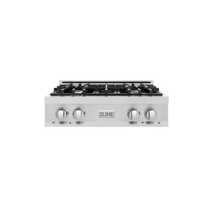 ZLINE 30 in. Classic Gas Rangetop with 4 Burners and Porcelain Cooktop in Stainless Steel (RT30) main image.