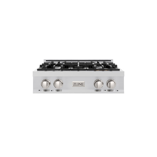 ZLINE 30 in. Classic Gas Rangetop with 4 Burners and Porcelain Cooktop in Stainless Steel (RT30) main image.