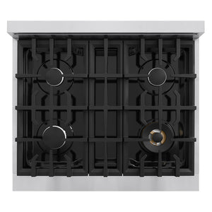 ZLINE 30 in. Classic Gas Rangetop with 4 Burners and Porcelain Cooktop in Stainless Steel (RT30)