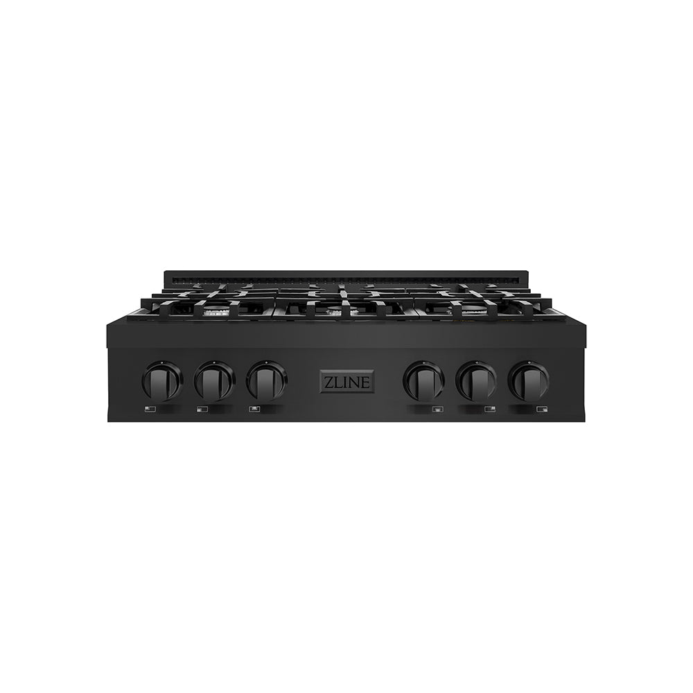 ZLINE 36 in. Classic Gas Rangetop with 6 Burners and Porcelain Cooktop in Black Stainless Steel (RTB2-36)