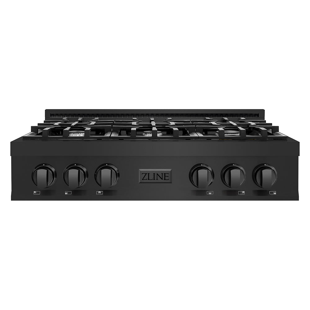 ZLINE 36 in. Classic Gas Rangetop with 6 Burners and Porcelain Cooktop in Black Stainless Steel (RTB2-36)