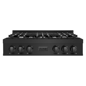 ZLINE 36 in. Classic Gas Rangetop with 6 Burners and Porcelain Cooktop in Black Stainless Steel (RTB2-36)