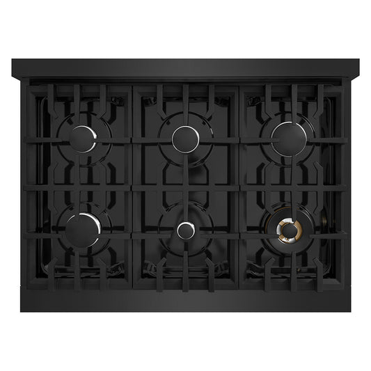 ZLINE 36 in. Classic Gas Rangetop with 6 Burners and Porcelain Cooktop in Black Stainless Steel (RTB2-36)