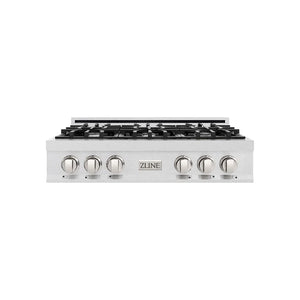ZLINE 36 in. Classic Gas Rangetop with 6 Burners and Porcelain Cooktop in Satin Stainless Steel (RTS-36) main image.