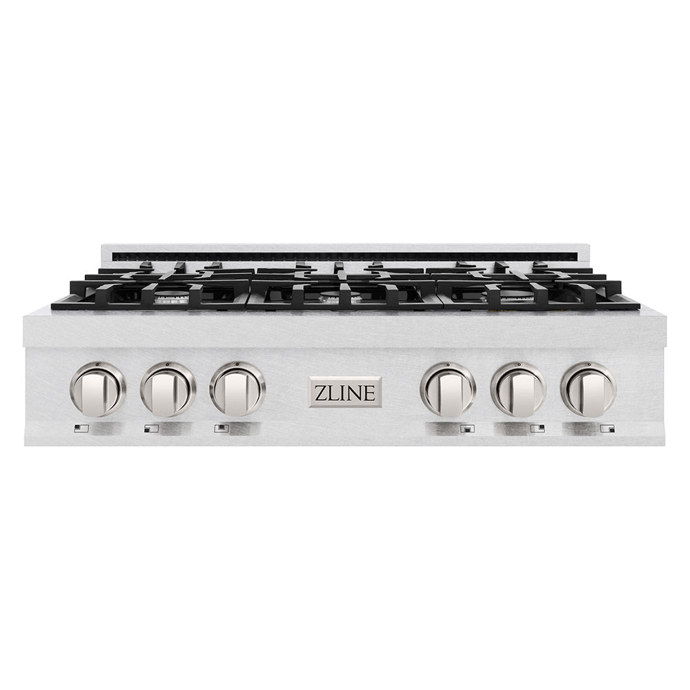 ZLINE 36 in. Classic Gas Rangetop with 6 Burners and Porcelain Cooktop in Satin Stainless Steel (RTS-36)