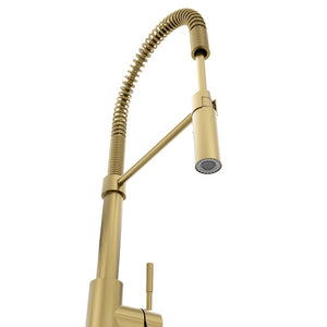 ZLINE Sierra Pull Down Spring Single Handle Kitchen Faucet in Champagne Bronze (SRA-KF-CB) spout.