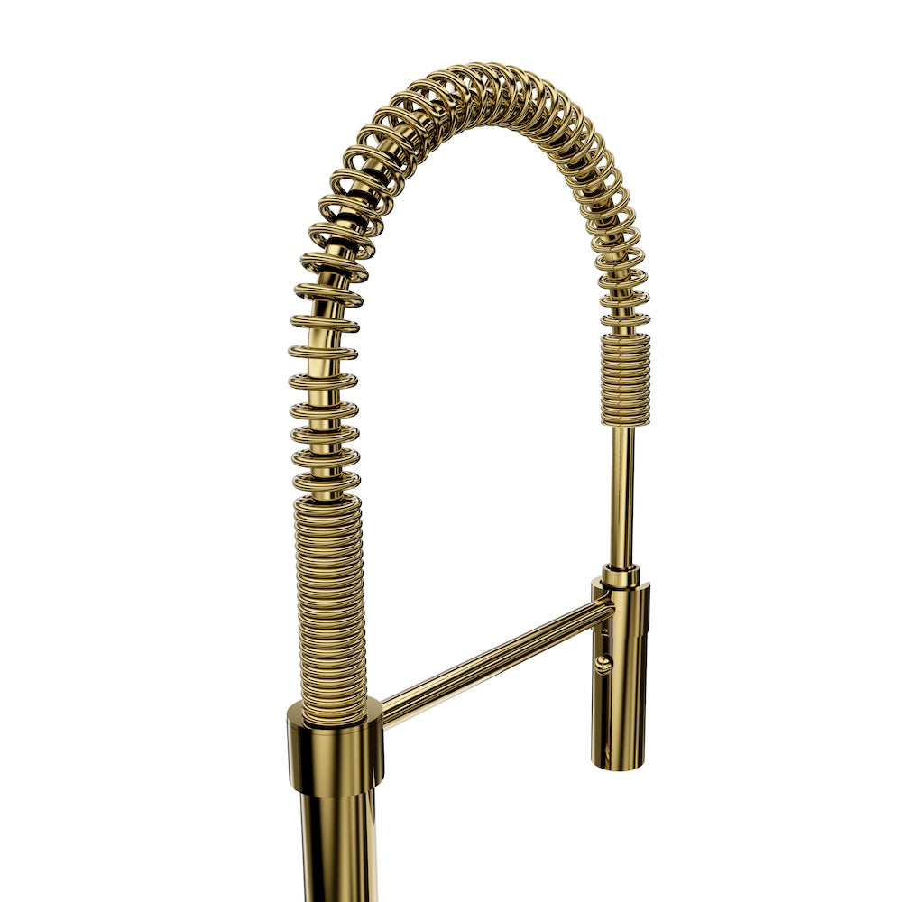 ZLINE Sierra Pull Down Spring Single Handle Kitchen Faucet in Polished Gold (SRA-KF-PG) spring coil.