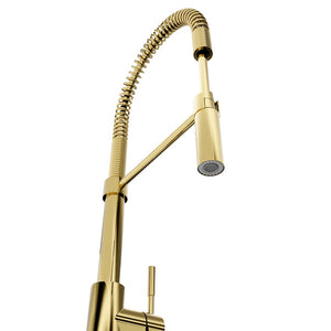 ZLINE Sierra Pull Down Spring Single Handle Kitchen Faucet in Polished Gold (SRA-KF-PG) spout.