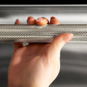 ZLINE Autograph Edition 24 in. Dishwasher Helix Handle (Set of 1) in Polished Nickel (DWHZ-K-PN-24) on appliance showing diamond knurled details.