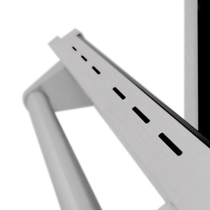 ZLINE 36 in. 4.6 cu. ft. Legacy Dual Fuel Range with Gas Cooktop and Electric Convection Oven in Satin Stainless Steel with 6 Brass Burners (RAS-SN-BR-36) oven door detail.