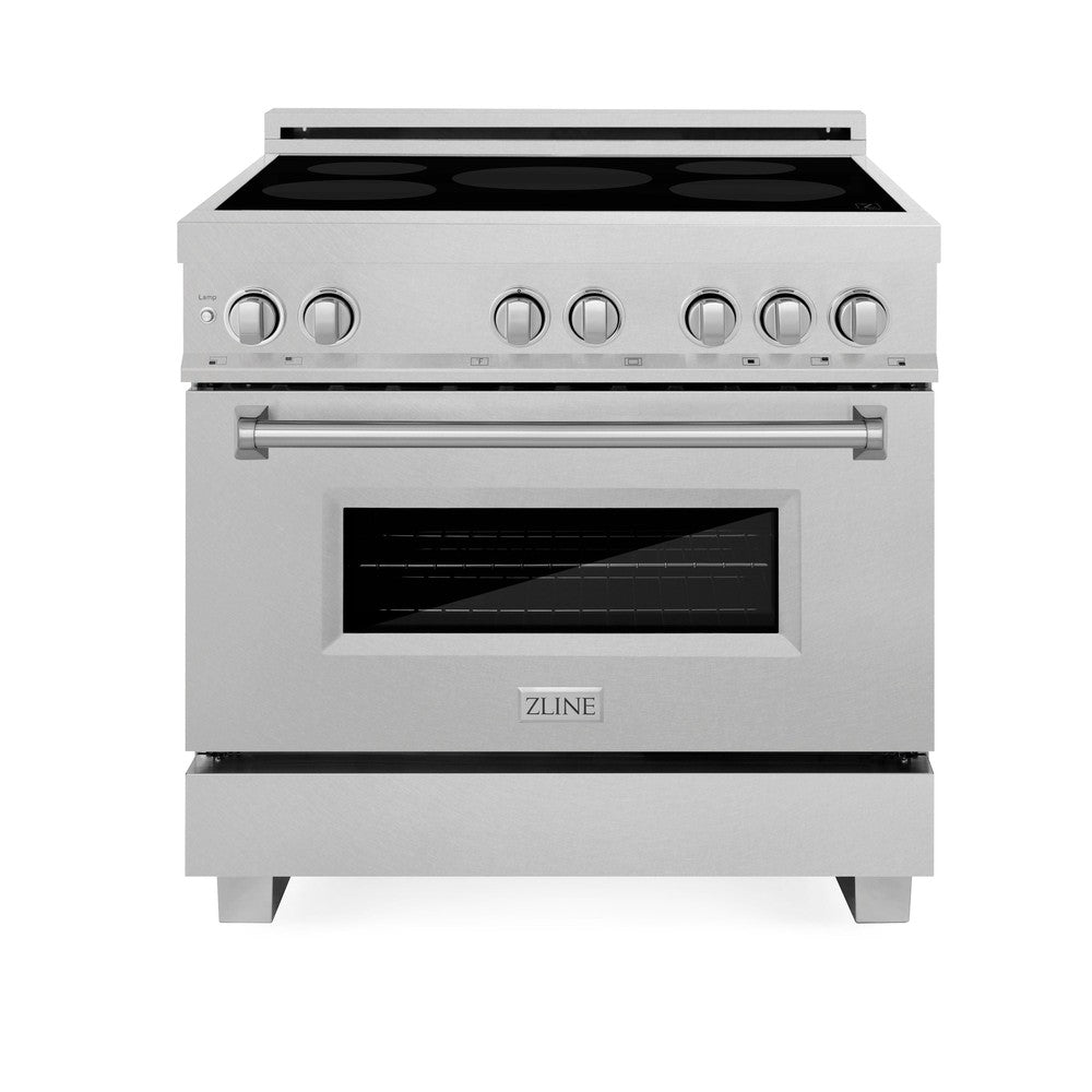 ZLINE 36 in. 4.6 cu. ft. Legacy Induction Range with 5 Element Cooktop and Electric Oven in DuraSnow® Stainless Steel (RAINDS-SN-36)