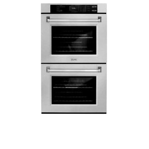 ZLINE 30 in. Professional True Convection Double Wall Oven with Air Fry and Self Clean in DuraSnow® Stainless Steel (WADS-30) front, closed.