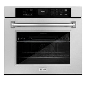 ZLINE 30 in. Professional True Convection Single Wall Oven with Air Fry and Self Clean in Satin Stainless Steel (WASS-30) front.
