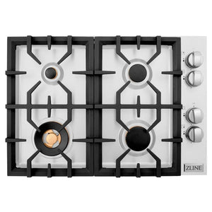 ZLINE 30 in. Gas Cooktop with 4 Brass Burners (RC-BR-30) overhead.