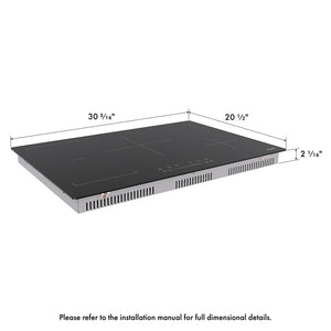 ZLINE 30 in. Induction Cooktop with Anti-Scratch Glass and 4 Elements (FCIND-30) with dimensions labeled.
