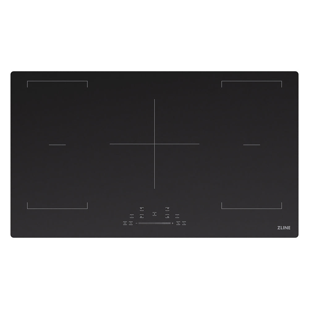 ZLINE 36 in. Induction Cooktop with Anti-Scratch Glass and 5 Elements (FCIND-36) top-down, above cooking surface.