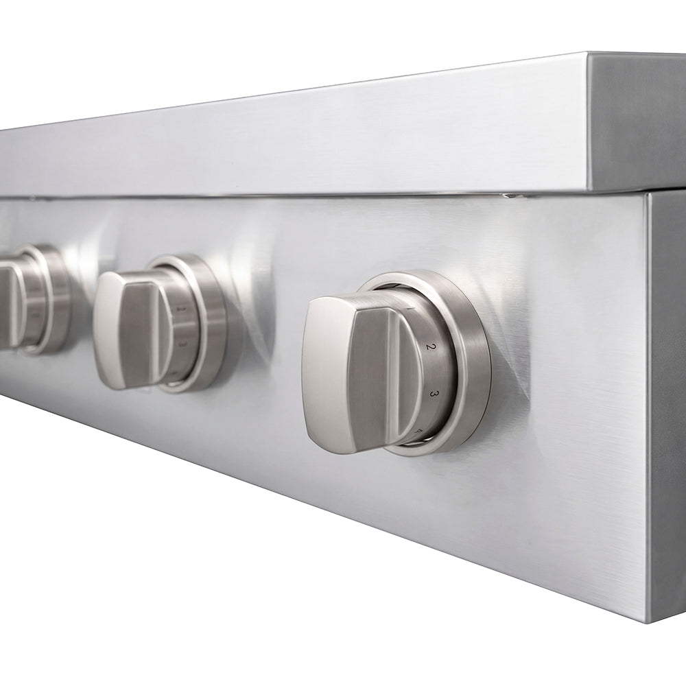 ZLINE 36 in. Paramount Induction Rangetop with 5 Element Cooktop in Stainless Steel (SINRT36) close-up of knobs.