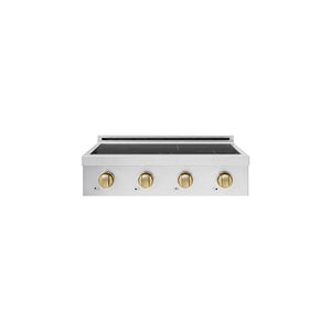 ZLINE Autograph Edition 30 in. Paramount Induction Rangetop with 4 Element Cooktop in Satin Stainless Steel and Champagne Bronze Accents (SINRTSZ-30-CB) main image.