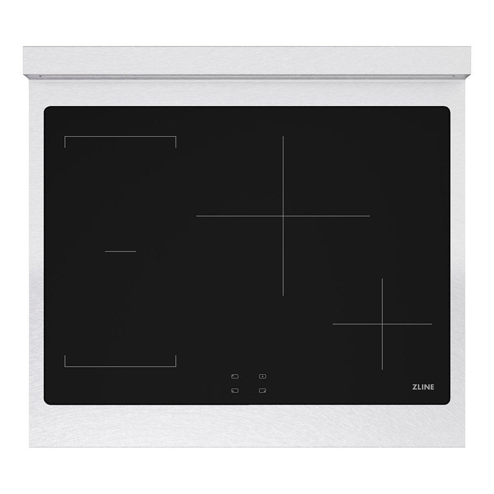ZLINE Autograph Edition 30 in. Paramount Induction Rangetop with 4 Element Cooktop in Satin Stainless Steel and Champagne Bronze Accents (SINRTSZ-30-CB) top-down, above cooking surface.
