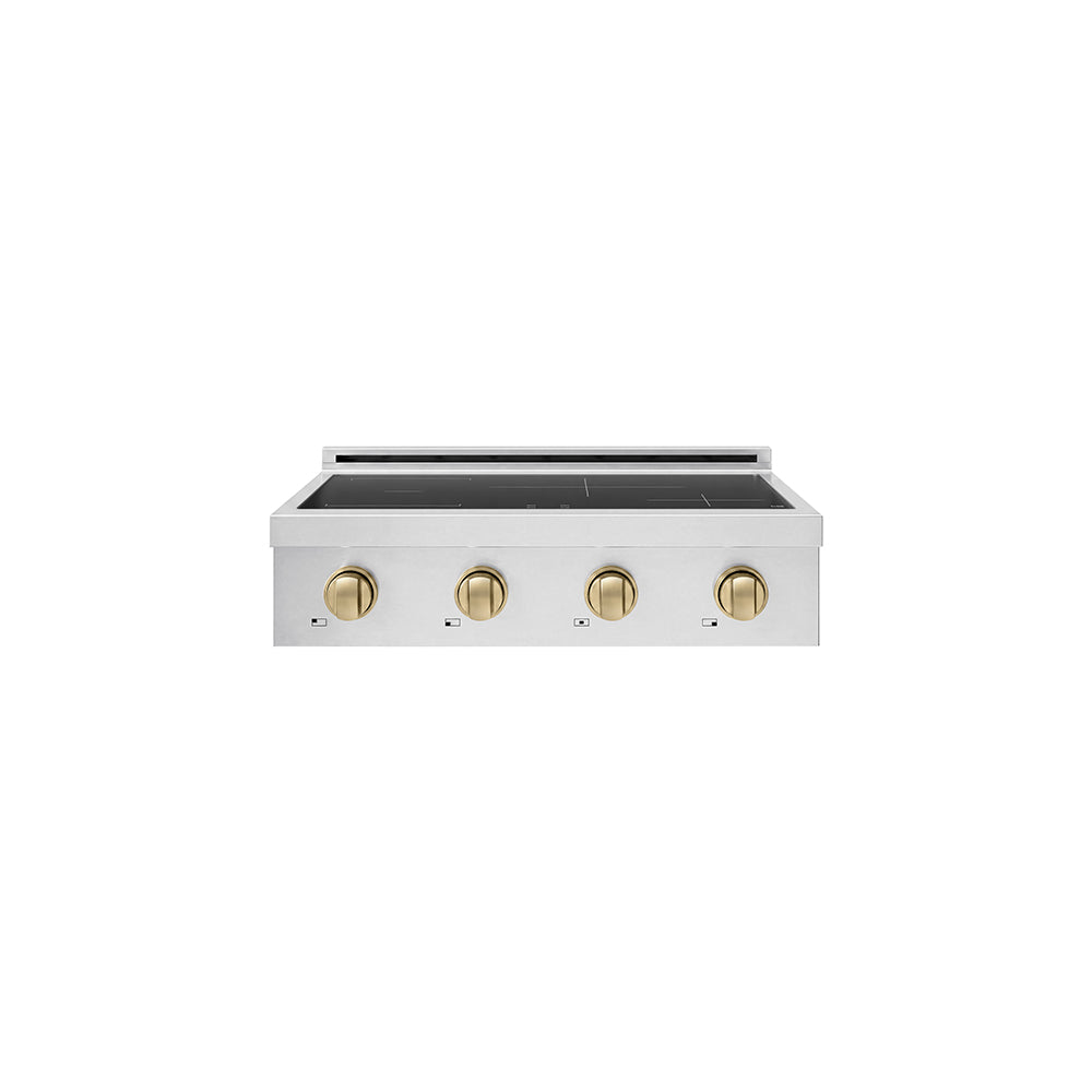 ZLINE Autograph Edition 30 in. Paramount Induction Rangetop with 4 Element Cooktop in Stainless Steel and Champagne Bronze Accents (SINRTZ-30-CB) main image.