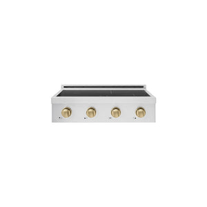 ZLINE Autograph Edition 30 in. Paramount Induction Rangetop with 4 Element Cooktop in Stainless Steel and Champagne Bronze Accents (SINRTZ-30-CB) main image.