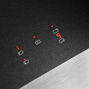 ZLINE Autograph Edition 36 in. Paramount Induction Rangetop with 5 Element Cooktop in Stainless Steel and Champagne Bronze Accents (SINRTZ-36-CB) close-up of LED control panel with red and white buttons.