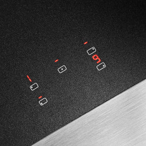 ZLINE Autograph Edition 36 in. Paramount Induction Rangetop with 5 Element Cooktop in Stainless Steel and Champagne Bronze Accents (SINRTZ-36-CB) close-up of LED control panel with red and white buttons.