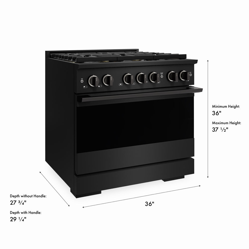 ZLINE 36 in. 5.2 cu. ft. Marino Dual Fuel Range with 6 Burner DuoPro™ Cooktop and Electric Convection Oven in Black Stainless Steel (PMDRB-36)
