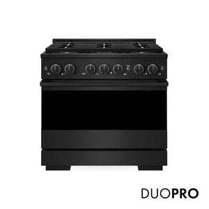 ZLINE 36 in. 5.2 cu. ft. Marino Dual Fuel Range with 6 Burner DuoPro™ Cooktop and Electric Convection Oven in Black Stainless Steel (PMDRB-36)