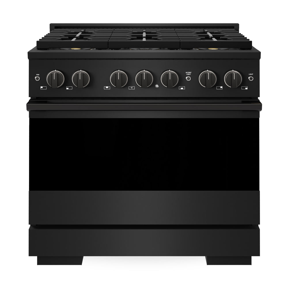 ZLINE 36 in. 5.2 cu. ft. Marino Dual Fuel Range with 6 Burner DuoPro™ Cooktop and Electric Convection Oven in Black Stainless Steel (PMDRB-36)