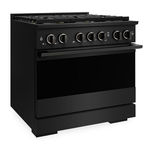 ZLINE 36 in. 5.2 cu. ft. Marino Dual Fuel Range with 6 Burner DuoPro™ Cooktop and Electric Convection Oven in Black Stainless Steel (PMDRB-36)